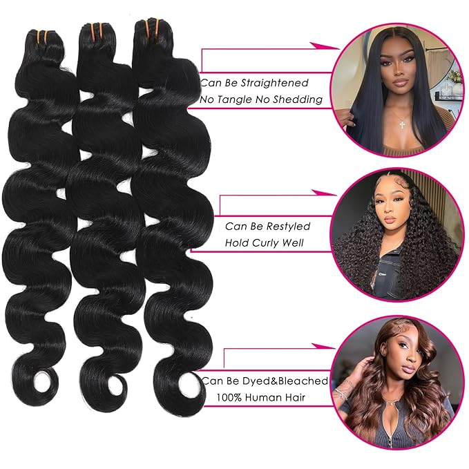 16A Raw Body Wave Human Hair Bundles Human Hair 100% Unprocessed Brazilian Boutique Virgin Hair Extensions,Double Wefts,Triple Lifespan (Body Wave 3 Bundle, 20 20 20 inch)