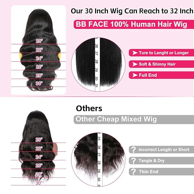 200 Density 13x6 HD Lace Front Wigs Human Hair 12A Body Wave Lace Front Wigs Human Hair Pre Plucked Wet And Wavy Black Wig Body Wave Frontal Wig 13X6 For Black Women With Natural Hairline 26 Inch #1B
