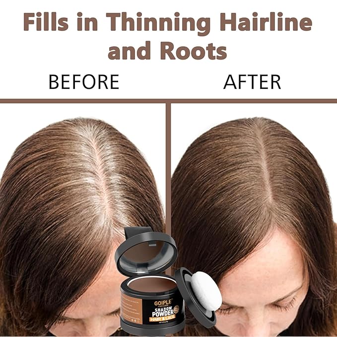 Root Cover Up Powder for Women - Medium Brown Hairline Powder for Bald Spots, Eyebrows, Beard Line, Light-Blonde Hair Fibers for Thinning Hair Shadow Powder 2 Pack