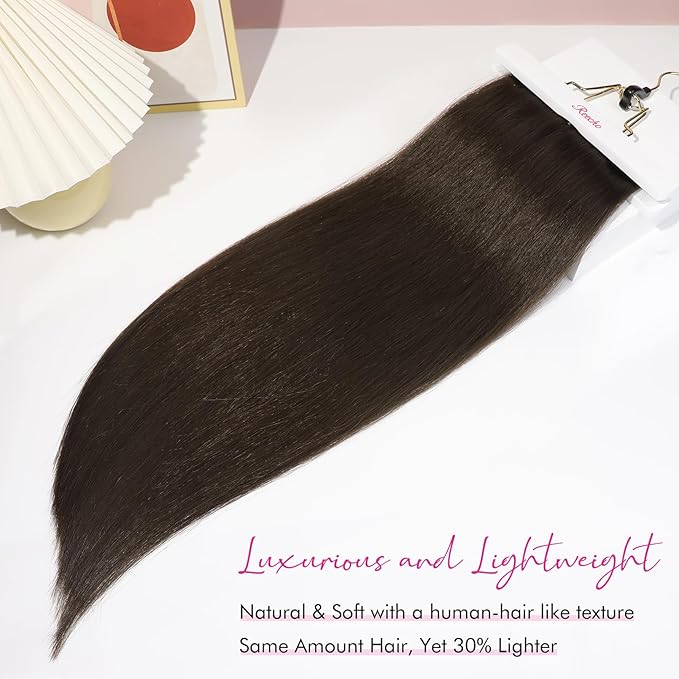 REECHO Hair Extensions, 11PCS Clip in Hair Extensions 28" Long Straight hair extensions HE005 Natural Soft Synthetic Hairpieces for Women Chocolate Brown
