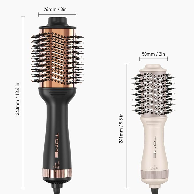 Titanium Blow Dryer Brush, 3 Inch Dual Voltage Hair Dryer Brush in one, 2-in-1 Hot Air Brush for Salon, Faster Blowouts with Tons of Volume and Less Frizz
