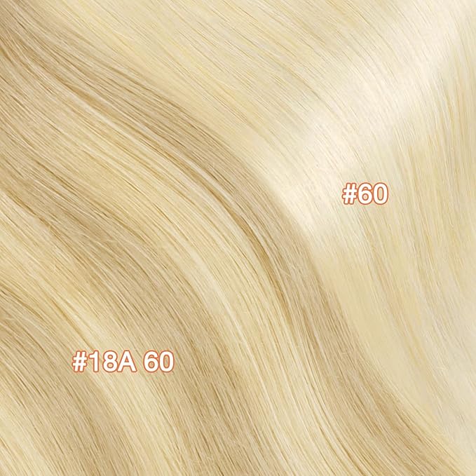 GOO GOO Invisi Edge Clip in Hair Extensions 20inch 130g 7Pcs Injected Seamless PU Clip in Hair Extensions, Virgin Real Human Hair, 60A Platinum Blonde