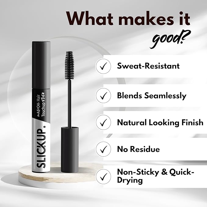SLICKUP Hair Touch Up Stick Temporary Color, Gray Hair Coverage, Hair Colour Stick, White Hair Coverage, Hair Mascara, Beard & Root Touch Up (Black)
