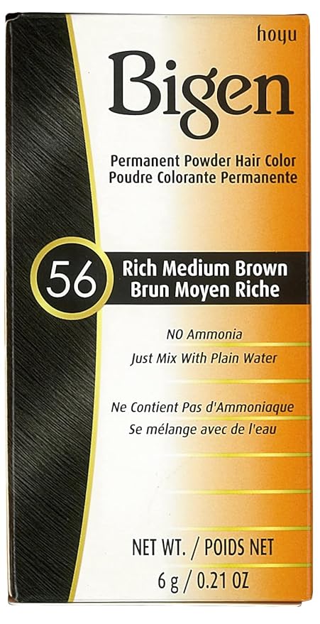 Bigen Permanent Powder Hair Color 56 Medium Brown 1 ea (Pack of 4)