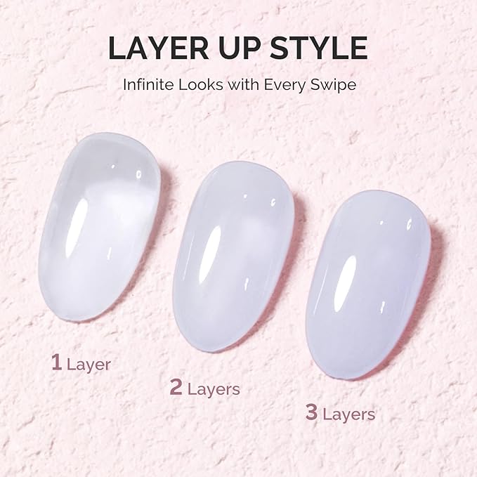 MelodySusie Jeweliver White Jelly Gel Polish, 0.5Fl Oz Milky White Lavender Gel Nail Polish Sheer Translucent Nude Soak Off UV LED Light Cure Gift for Women Manicure Nail Art DIY at Home JM22