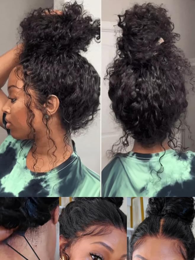 Julia Hair Water Wave 7x5 Bye Bye Knots Glueless Wig with Baby Hair HD Lace Pre Everything with Drawstring Wigs Human Hair Pre Plucked Pre Cut Bleached Knots Put on and Go Natural Hairline 26 Inch
