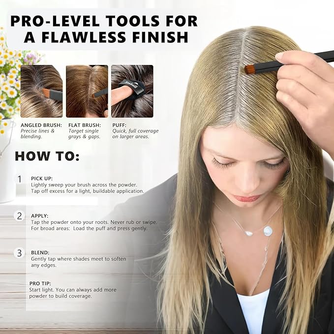 Root Touch Up Hair Powder, 3-Color Hairline Kit for Women & Men| Sweat Resistant & Nourishing, Instant Grey Coverage & Scalp Concealer, Natural Bald Spot Cover Up for Thinning Hair, B-Blonde