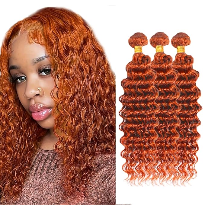 Ginger Bundles Human Hair Ginger Bundles 350 Human Hair Bundle 12 12 12 inch #350 Deep Wave Bundle
