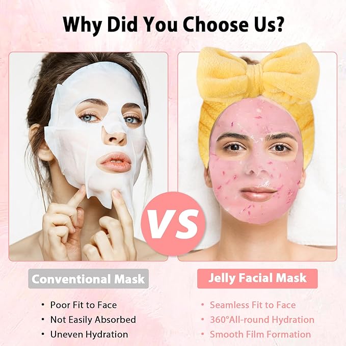 Jelly Masks Set for Facials Professional Spa,10 Pack Jelly Mask Powder with Mixing Bowl Set, Peel Off Hydrojelly Mask for Hydrating, Nourishing & Soothing, Christmas Gifts for Women