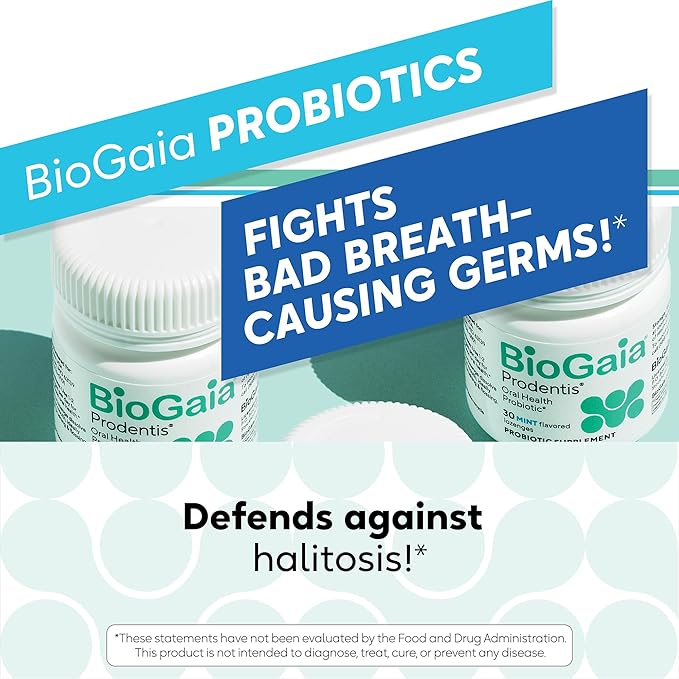 BioGaia Prodentis | Oral Probiotics | Promotes Healthy Gums & Teeth | Defends Against Bad Breath & Dental Problems | Improves Oral Health | Apple Flavored | 30 Dental Probiotic Lozenges