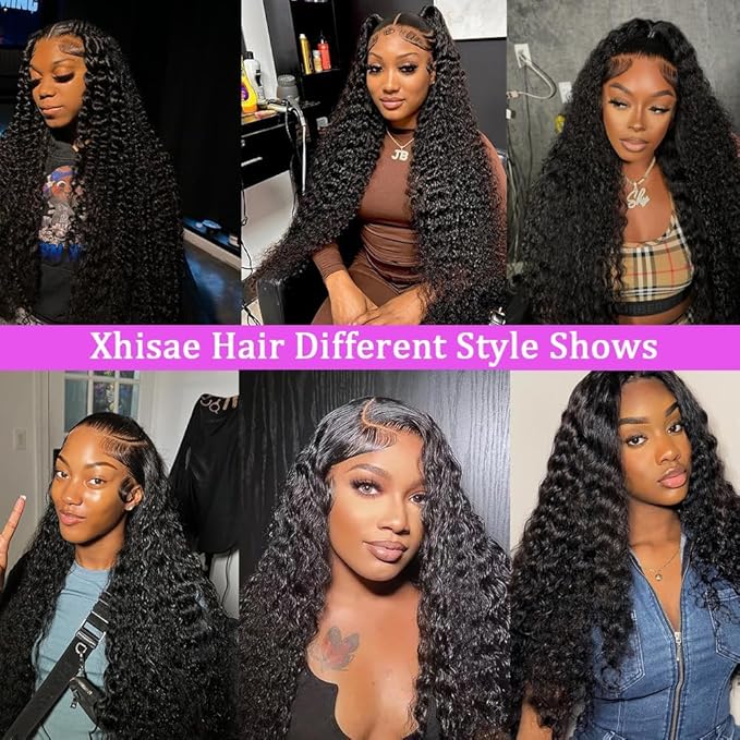 26 Inch Deep Wave Lace Front Wigs Human Hair 200 Density 13x6 HD Transparent Lace Front Wigs Human Hair Pre Plcked Curly Wig for Women Deep Wave Frontal Wigs Human Hair with Baby Hair