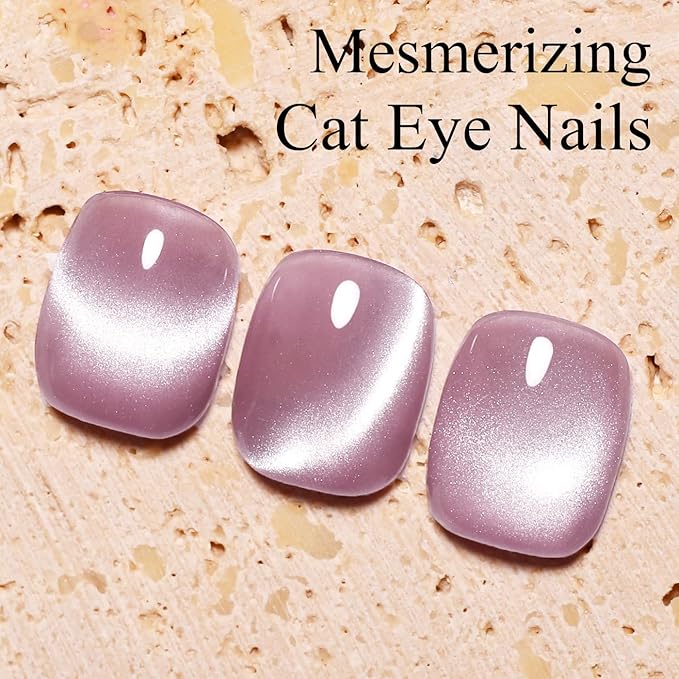 Imtiti Glass Pink Cat Eye Gel Nail Polish with Magnet, Holographic Glitter Shimmer Magnetic UV Gel Polish for Nail Art Soak off UV Led
