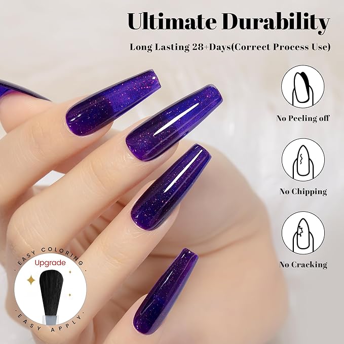 YTD Likomey Gel Nail Polish,15ml Secret Purple Glitter Nails Gel,Fall Winter Shiny Sparkly Salon Home DIY Manicure UV Color Varnish,SF442