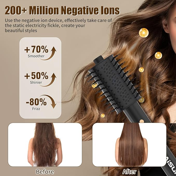 8 in 1 Hot Air Styler and Hair Dryer Brush, 110000 RPM High-Speed Blow Dryer with Negative lons for Frizz-Free Styling Fast Drying Curling Straightening Volumizing Without Heat Damage