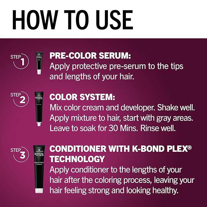 Schwarzkopf Keratin Permanent Hair Dye Cream, 5.3 Berry Brown, Professional Quality Color for Up to 100% Gray Coverage, Bond Enforcing System