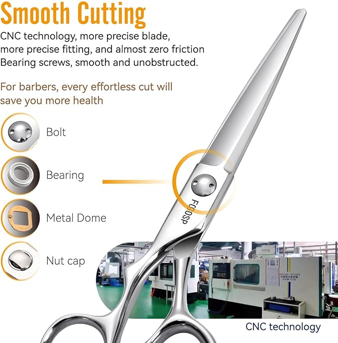 Left Handed Hair Cutting Scissors 6” Professional Barber Scissor Japan VG10 CNC Ultra-Precise Cuts, Razor Sharp Blades Hair Shears for Women & Men