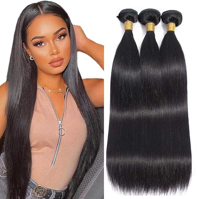 Straight Bundles Human Hair 24 26 28 Inch Unprocessed Brazilian Virgin Hair Straight Weave Bundle Real Natural Black Human Hair Extensions 150g