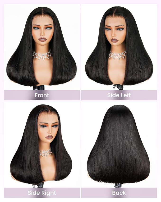 Arabella 13x4 Lace Front Wigs Human Hair Pre Plucked Pre Bleached Knots 12A Straight Lace Front Wigs Human Hair HD Lace Wig 230% Density Black Wig For Women(18 Inch 13x4 Natural Wig)