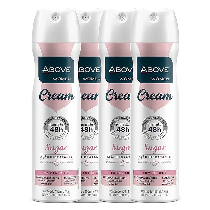 ABOVE 48 Hours Antiperspirant Deodorant Set, Cream Sugar, 4 Pcs- Spray Deodorant for Women - Patchouli, Oak Musk, and Citrus Notes - Stain-Free