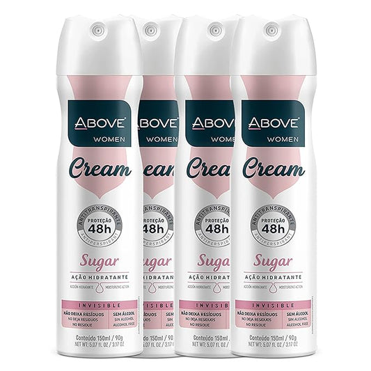 ABOVE 48 Hours Antiperspirant Deodorant Set, Cream Sugar, 4 Pcs- Spray Deodorant for Women - Patchouli, Oak Musk, and Citrus Notes - Stain-Free