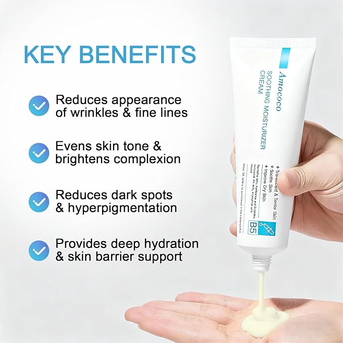 Smoothing Face Moisturizer Cream with Niacinamide, Hyaluronic Acid & Shea Butter, Daily Hydrating Cream for Dry & Sensitive Skin, 2.8 oz