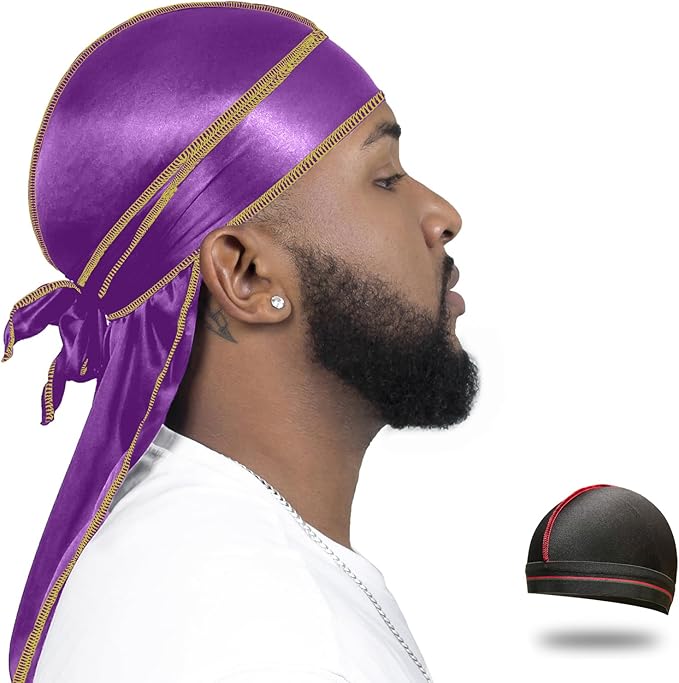 ForceWave Silky Durag for Men Wave Cap Satin Dorag for Men Women 360 Wave