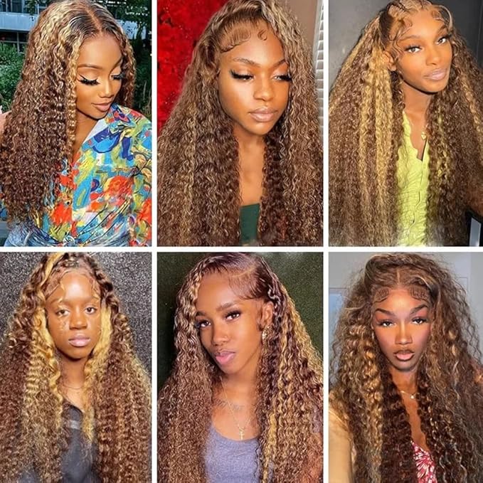P427 Human Hair Bundles Highlight Water Wave Bundles 12 14 16 inch Dark Brown Human Hair Bundle Brown and Honey Blonde Color 150g