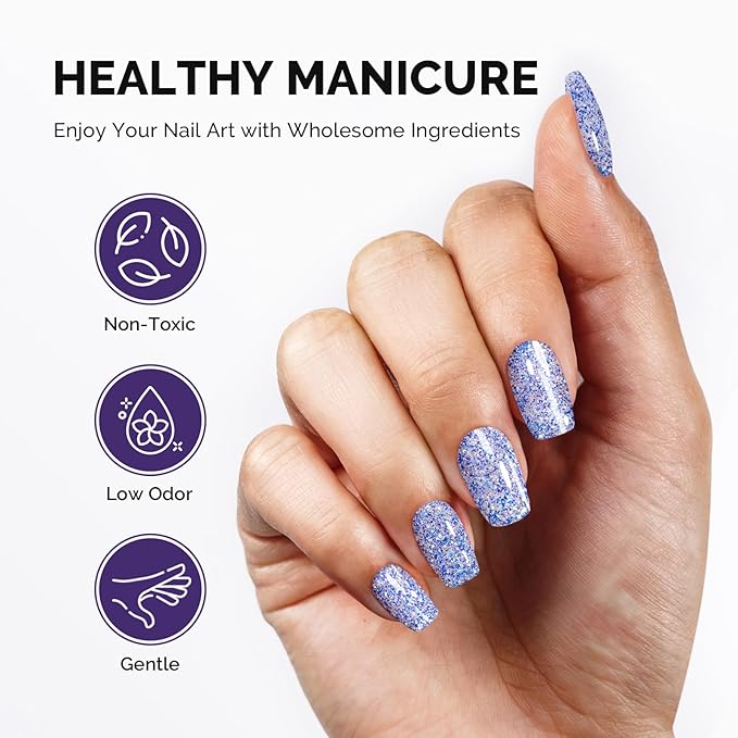 MelodySusie Galaliver Blue Glitter Gel Nail Polish, 15ML Reflective Blue Diamond Shimmer Gel Polish Soak Off UV LED Cured Long Lasting Gift for Women DIY Nail Design Nail Art Manicure X11