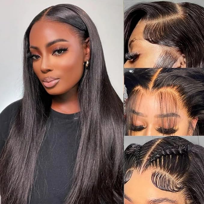 LICHANG 200 Density 13x4 Lace Front Wigs Human Hair Straight Glueless Pre Plucked for Women 22 Inch