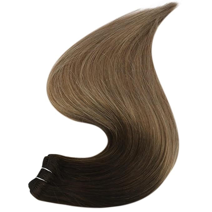 Full Shine Weft Hair Extensions Human Hair Sew In Extensions Remy Straight Hair For Women Balayage Hair Extensions Sew In 14 Inch 100G