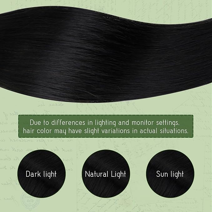 RUNATURE Black Clip in Hair Extensions Real Human Hair, Short Hair Extensions Clip Ins, Remy Human Hair Clip in Extensions, Double Weft Thick Hair, Add Hair Volume, 12 Inch 80g 7pcs #1B Off Black