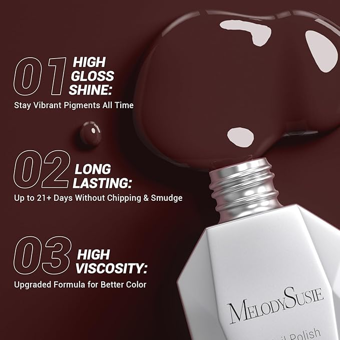 MelodySusie Thick Red Brown Gel Nail Polish,0.5fl oz Nails Soak Off UV LED Dark Brown Gel Polish Gift for Women Nail Art Manicure Salon DIY Nail Design Decoration at Home-A1803