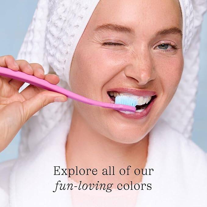 Cocolab Cocobrush, Ultra-Soft Manual Toothbrush, Dentist-Designed, Gentle on Gums, Made from Recycled Plastic, Cherry Blossom