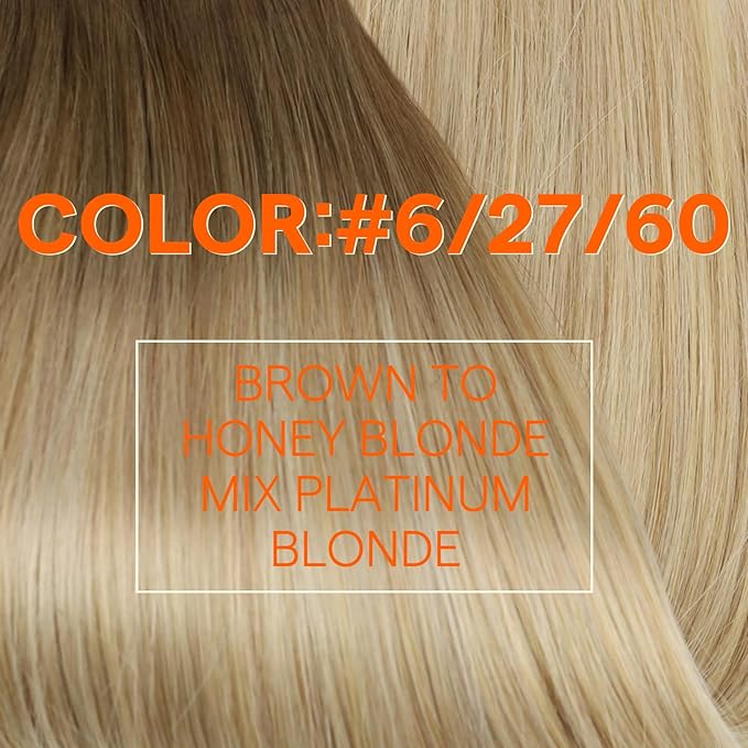 Full Shine Weft Hair Extensions Human Hair Sew In Hair Extensions Blonde Human Hair Bundles Color Brown To Honey Blonde Mix Platinum Blonde Sew In Real Hair For Women 80G 12 Inch