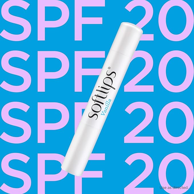 Softlips Daily Lip Moisturizer for Dry Lips, Vanilla Flavored Lip Balm, SPF 20 (12 Twin Packs for 24 Slim Sticks Total)
