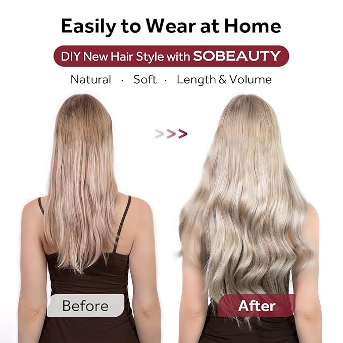 Clip in Hair Extensions Real Human Hair Seamless Clip Ins 100% Remy Hair Extensions PU Skin Weft Add Volume Ash Blonde Highlights Thick&Invisible #P18/613 22Inch 120G 8PCS