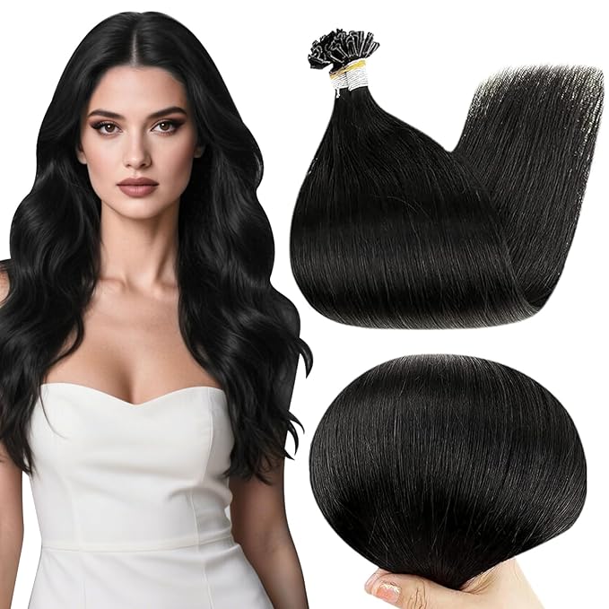 Full Shine U Tip Hair Extensions Human Hair Color 1 Jet Black 14 Inch 40 Grams Keratin Tip Hair Extensions Real Human Hair Fusion Extensions Straight Natural Remy Hair