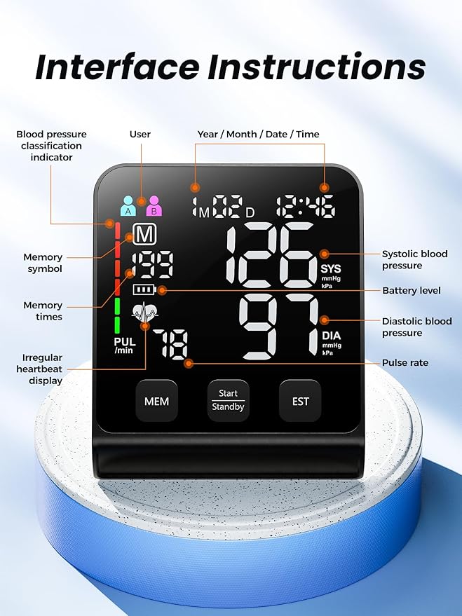 Upper Arm Electronic Blood Pressure Monitor (U80 Series) -Automatic Upper Arm Blood Pressure Monitor,Wide-Range Cuff, Large LED Backlit Display,Accurate Automatic Digital BP Monitor