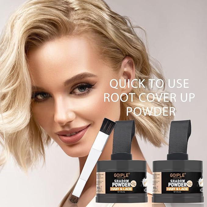 Root Cover Up Powder Hairline Powder for Women Root Touch Up Hair Color for Bald Spots, Eyebrows, Beard Line, Light-Blonde Hair Fibers for Thinning Hair Shadow Cover Up 2 Pack (Light Blonde)
