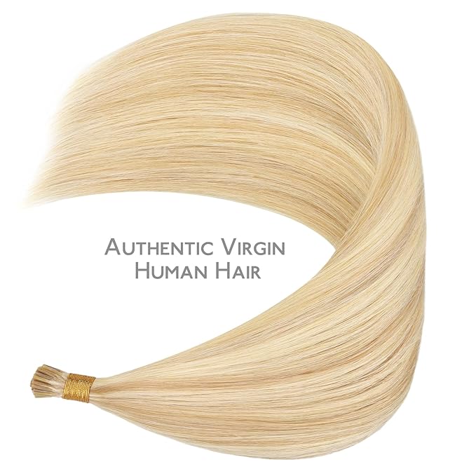 WENNALIFE I Tip Hair Extensions Human Hair, 50g 50s 24 Inch Dirty Blonde Highlighted Bleach Blonde Remy Itip Human Hair Extensions Invisible Itips Straight I Tips Fusion Extensions Real Human Hair
