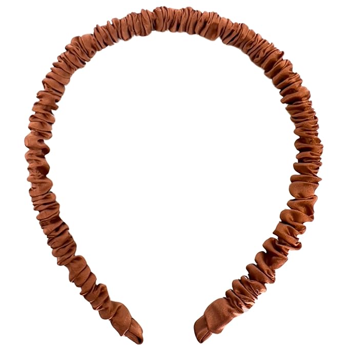Mulberry Park Silks 100% Pure Silk - 19 Momme Skinny Scrunched Headband, 1 Pack - Prevents Frizz, Reduces Breakage, Gentle On All Hair Types, Hair Accessories - Skinny Scrunched Headband - Copper