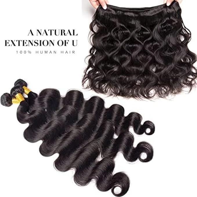Body Wave Bundles 18 20 22 Inch Human Hair 10A 100% Unprocessed Brazilian Body Wave Bundles 3 Bundles Human Hair Natural Black Color