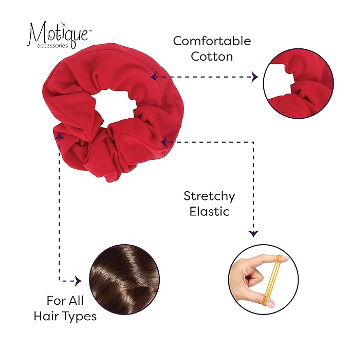 Jumbo Cotton Scrunchie Hair Tie - Red