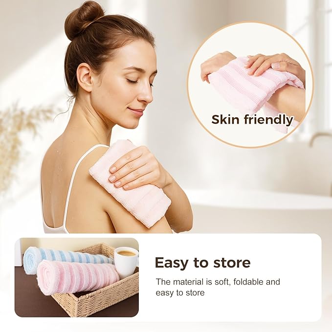 3PCS Exfoliating Shower Towel for Men and Women, 2026 New Premium Scrub Wash Back Bath Cloth for Body Face, Exfoliating Washcloth Back Body Scrubber for Men & Women (#B)
