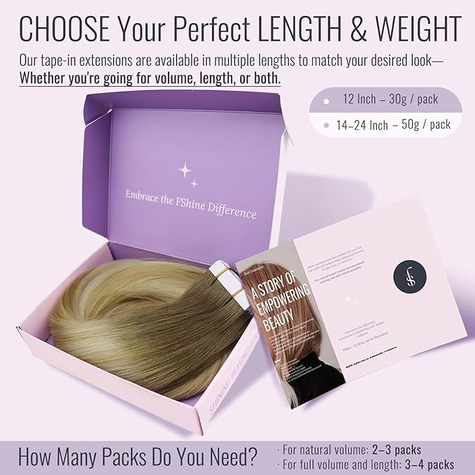 Fshine Tape in Hair Extensions 16 Inch Chocolate Brown to Caramel Blonde and Platinum Blonde Human Hair Tape in Extensions Adhensive Real Hair Extensions Tape for Women 20pcs 50 Grams