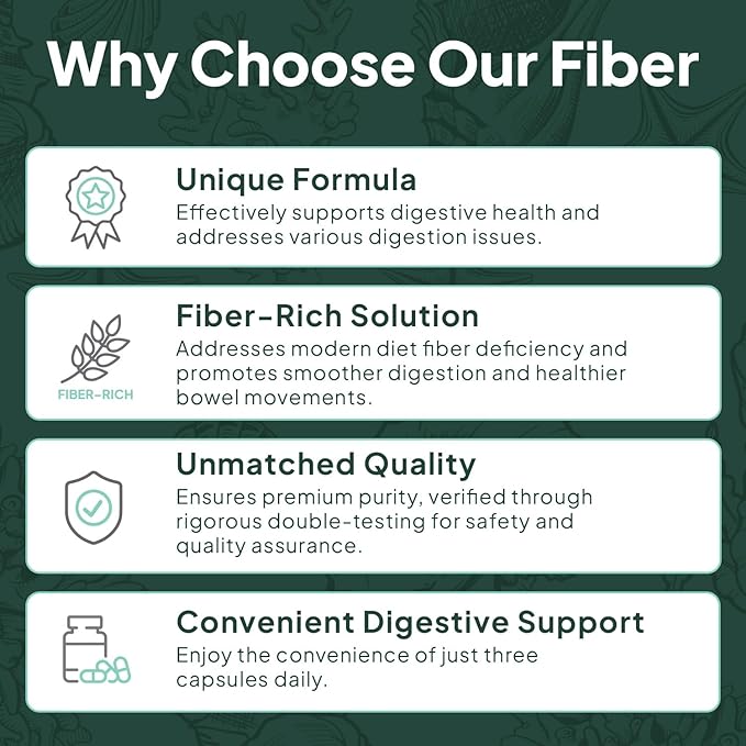 Organics Ocean Better Fiber - Daily Fiber Supplement - Soften Stool for Effortless Bowel Movements - with Psyllium Hulk and Slippery Elm - 90 Capsules