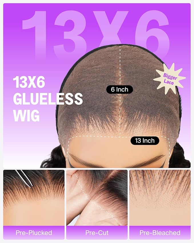 Glueless 13x6 Three-Go™ Deep Wave Lace Front Wigs Human Hair Pre Plucked Pre Cut 220% Density HD Frontal Burmese Curly Human Hair Wig With Drawstring Wig 24 Inch