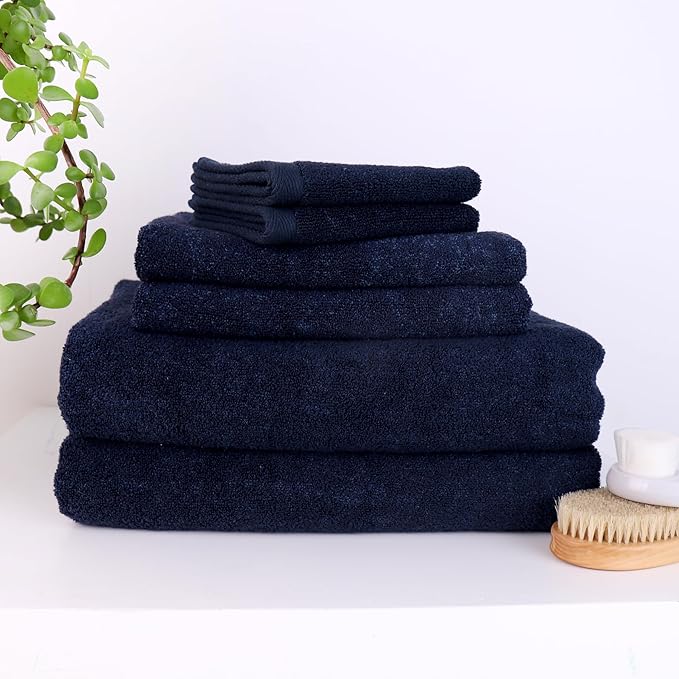 Everplush Classic 6 Pcs Luxury Bath Towels Sets,Highly Absorbent and Quick Dry Extra Large Bath Towel, Super Soft Towel for Bathroom, Pool, Swim (Navy Blue, Bath Towels 6PK)