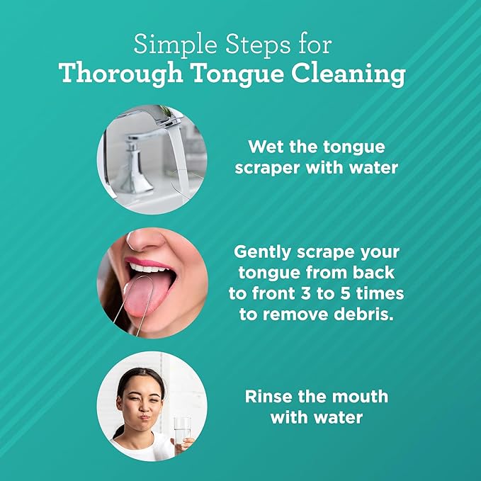 GuruNanda Tongue Scraper for Adults (4-Pack) with Travel Case, 420 Medical Grade Stainless Steel, Aids in Fresh Breath & Oral Care - Travel-Friendly