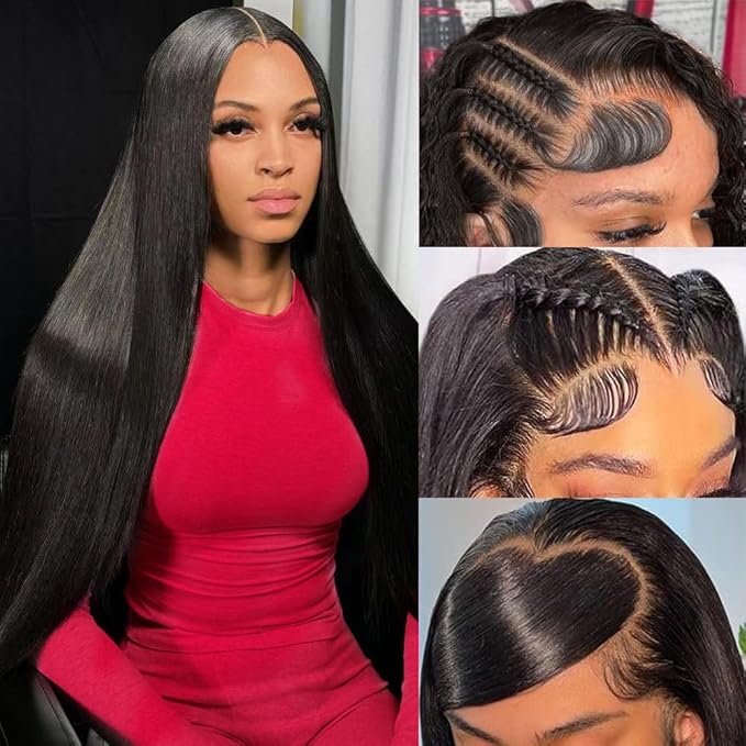 250 Density 13x6 Full Lace Frontal Wigs Human Hair Straight Lace Front Wigs 12A Brazilian Virgin Human Hair Wigs for Women Glueless Wigs Pre Plucked 24 Inch